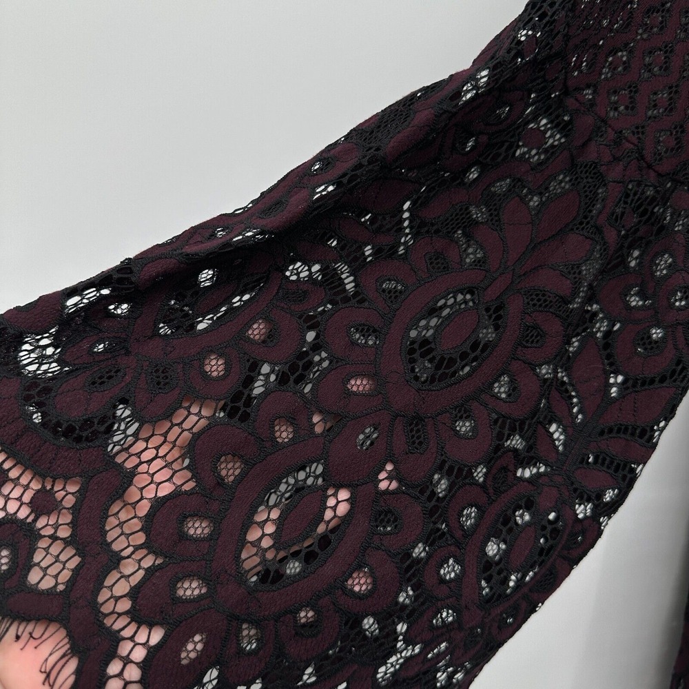Lane Bryant Tunic Top Shirt Size 26 Sheer Long Bell Sleeves Floral Lace Blouse - Picture 9 of 15